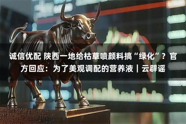 诚信优配 陕西一地给枯草喷颜料搞“绿化”？官方回应：为了美观调配的营养液｜云辟谣